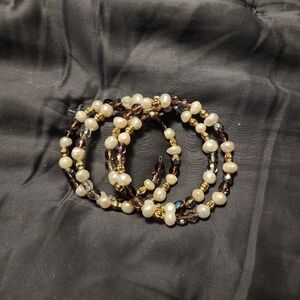Elegant Pearl and Bead Wrap Around Bracelet